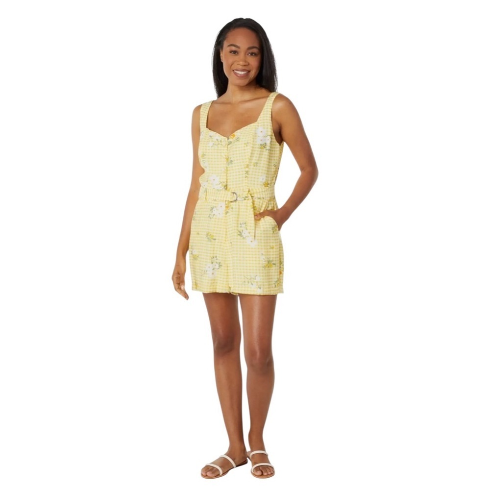 BCBGeneration Sweetheart‎ Neckline Belt Pocket Relaxed Leg Floral Romper